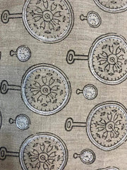 Clock Print linen fabric designer Indian hand block print heavy fabric pillowcases thick linen upholstery block printing art table cover - Rohiyaan